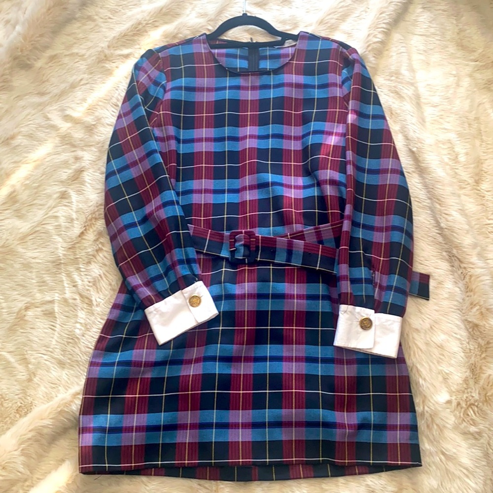 COPY - ZARA Plaid Mini dress with matching belt Sz: XL